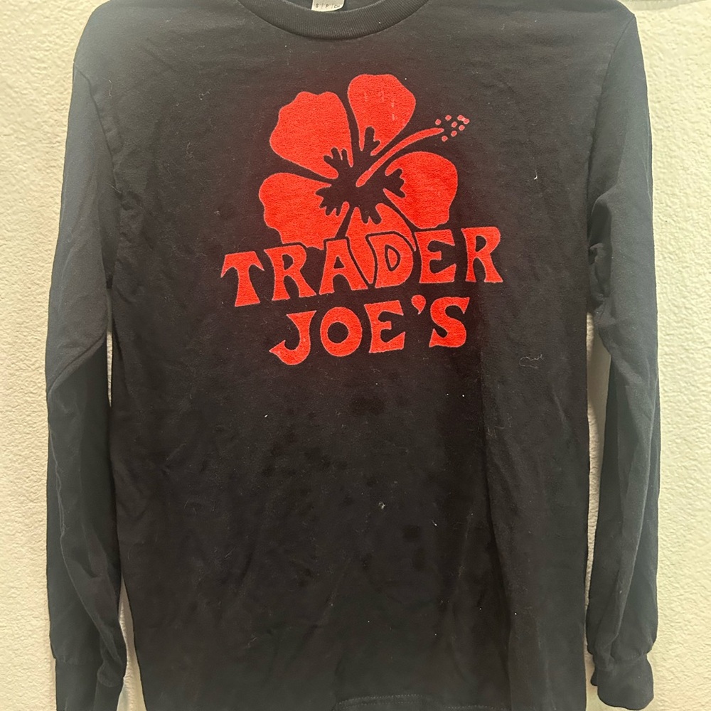 Trader Joe’s Black Long Sleeve Tee with Red Graphic